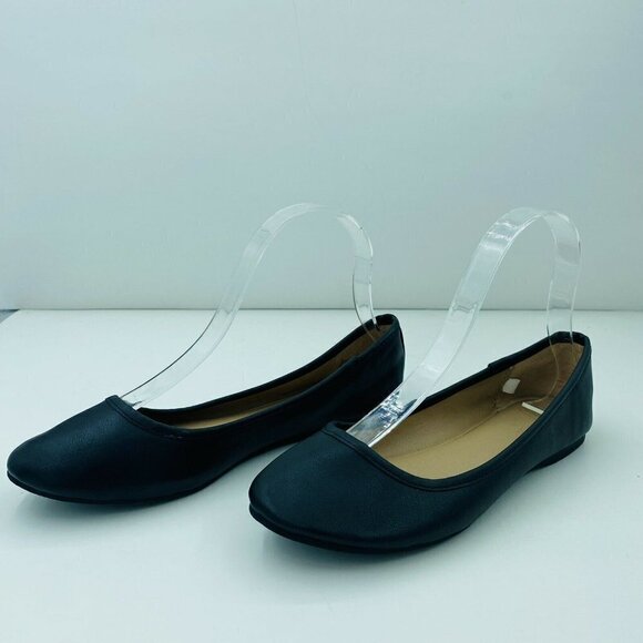 Universal Thread Black Faux Vegan Leather Slip-On Ballet Flat Size 6 - Picture 4 of 7